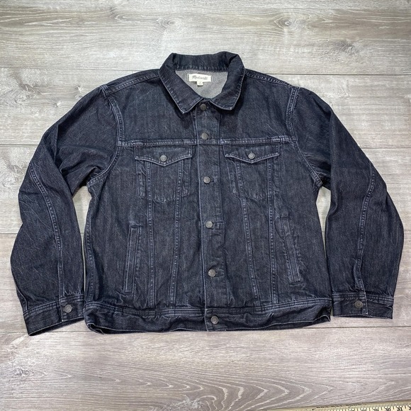 Madewell Jackets & Blazers - Madewell Denim Trucker Jacket Women Large Black Cotton Jean‎ Coat L L0275